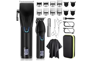 Roziapro Professional Hair Clippers for Men Zero Gapped Trimmer Kit Cordless Barber Clippers Machine Rechargeable T-Blade Outliner Trimmer Mens Beard Trimmer Electric Hair Cutting Grooming Kit