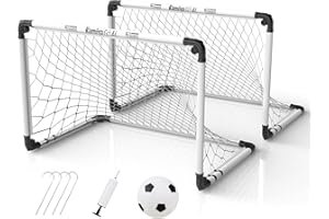 Kamiya Cage de Foot Enfant Exterieur, 60x45/ 90x60/ 115x80 cm Pliable But de Football, Mini But de Foot Ensemble Jeux avec Boule, Piquet, Pompe et Sac