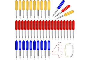 YZMRBDQC 40Pcs Cutting Blades for Cricut Maker, Accessory Blades for Cricut Explore Air 2, Cutting Blades Replacement Blades with Blade Holder Base for 30,45,60 Degree Cutting Machines (Red/Yellow/Blue)