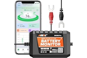 (Upgraded BM300) ANCEL BM300PRO 6V 12V 24V KFZ Batteriemonitor - Bluetooth 5.3 Auto Batterie Überwachung mit Lade-, Startsystemtest & Alarm, IP67 Wasserdicht Batteriewächter für LKW Auto Motorrad