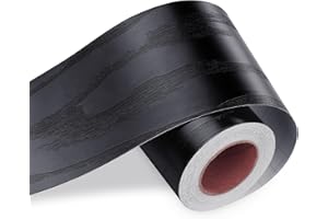 LACHEERY 7.6cm x 1500cm Frise Murale Adhesive Noire en Bois Bordure de Papier Peint Autocollant Vinyle pour Miroir Porte Autocollant Mural Noir Chambre Imperméable Adhesif pour Meuble Bois Noir