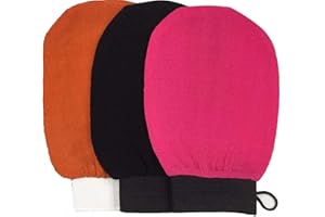 LERKELY 3 Stück Peelinghandschuh Rau,Exfoliating Gloves,Marokkanische peeling handschuhe,Premium scrub wash mitt für bad oder dusche