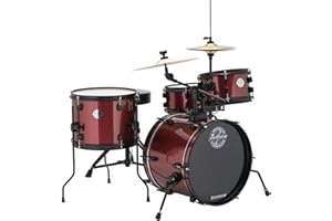 Ludwig Pocket Kit by Questlove | All-in-One Drum Set for Beginners | Includes 4 Drums, Hi-Hats, Crash/Ride Cymbal, Pedals, Throne & Sticks | Wine Red Finish (LC178X025)