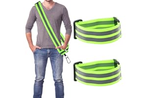 DAELESR 3 Pezzi Attrezzatura da Corsa Riflettente, 2 Bracciale Riflettente Elastici, Cintura Regolabile ad Alta visibilità, Bracciali Sportivi Riflettenti Regolabile per Corsa Bicicletta Passeggiate