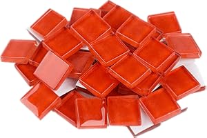 ANKTILY Piastrelle in vetro per mosaico di vetro, quadrate, 200 g, per fai da te, artigianato, decorazione, 1,5 x 1,5 cm (rosso)