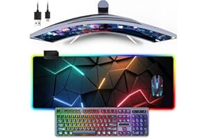 GENERIC RGB Gaming Mouse Pad Extended LED Mousepad with 13 Lighting Modes, Computer Keyboard Desk Mat Desk Pad with Non-Slip Rubber Base, Mouse Mat for MacBook, PC & Laptop Desk Decer (RGB-C)