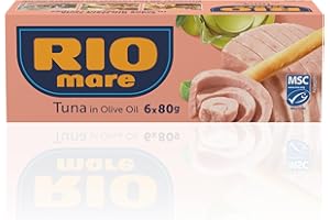 Rio Mare Tuna in Olive Oil, 6 x 80g, Prime Quality Tinned Fish, Italy's Favourite Tuna, Sustainably sourced