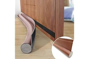 HKDZ Draft Excluder for Doors, 37.8 Inches Draught Excluder for Doors, Noise Blocker Door Draft Excluder Blocker Window, Washable, Dust Proof, Removable, Adjustable Door Sweeps Brown (EverKun-Door3)