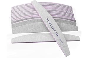 PORTENTUM Lime per unghie 100 180 set di 16, lima per unghie 100/180 a doppia faccia lavabile, lima per unghie professionale ideale per gel e acrilico, adatto per uso in salone e a casa