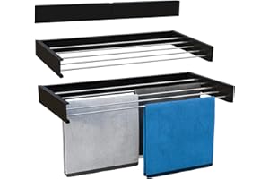 Vonia Étendoir Mural Extérieur - Pliable et Peu Encombrant - 80 x 40 cm - Séchoir à Linge Mural Extérieur (Noir)