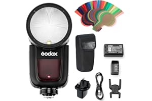 Godox V1-F Round Head Camera Flash Speedlite, 2.4G X Wireless HSS 76Ws Speedlight Flash with Li-on Battery Powered for Fuji Fujifilm DSLR