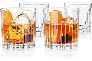 Viski Bicchieri doppi Old Fashioned, 4 bicchieri da cocktail Lowball in cristallo senza piombo, set di 4, 355 ml