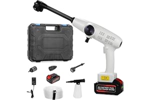 Aumotop Rondella ad alta pressione, 60 bar, 870 psi, per auto, giardino, irrigazione, ugello 6 in 1, idropulitrice, batteria con 1 batteria 1500 mAh