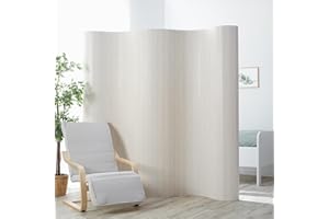 ‎HOMESTYLE4U Homestyle4u Paravent Raumteiler Innen Bambus Weiß 200cm hoch Raumtrenner Trennwand Rollbar Wellenform Sichtschutz | Artikel 305