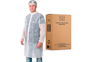 XARA Camice Monouso in TNT con Chiusura a Strappo da 35 g - Pack 10 - Camici Monouso - Traspirante e Resistente - Protezione e Igiene - Colore Bianco - Taglia unica L - 127X105 CM