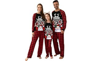 Solutra Weihnachts Pyjama Familie Set, Weihnachtspyjama Familie Set Weihnachts Schlafanzug, Weihnachten Nachtwäsche Partner für Damen Herren Kinder