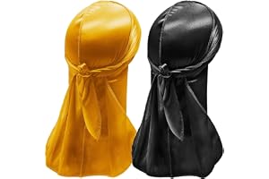 Teron 2-pack Silky Durags Doo trasor för män Wave svart