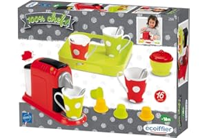 Jouets Ecoiffier – 2614 - Set Expresso : machine à café pour enfants + accessoires – 16 pièces – Dès 18 mois – Fabriqué en France