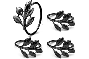 LdawyDE Anneaux de Serviette, 4Pcs Porte-Anneaux de Serviette en métal, Anneaux de Serviette en métal Porte-Serviettes de Table pour Mariage, fête, dîner, Table, décoration d'hôtel (Noir)
