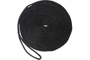 OROOTL Cuerda profesional de nailon, doble trenzado, marina, cuerda de amarre, cuerda de ancla, cuerda para exterior, resistente a los golpes, para barcos, color negro