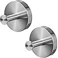 AMARE Luxury Towel Hooks Set of 2 | Silver | Stainless Steel | Gluing or Drilling | Hooks for Bathroom and Books | Towel Holder Also for Tea Towels | Also as Clothes Hooks | 6 x 5.5 x 4.5 cm