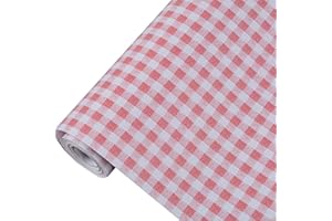 GLOW4U Ruby rojo Gingham adhesivo decorativo laminado de papel de contacto estante y cajón Liner 45 x 200 cm