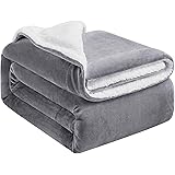 Hansleep Sherpa Manta Sofa, Manta Polar Invierno, Suave Manta para Cama, Sherpa Blanket, 150x200cm, Gris y Blanco