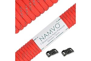 Namvo Orange Reflective 550 Paracord Mil Spec Type III 7 strand parachute cord 100ft / 30 Meters