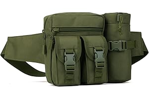 ‎HUNTVP Huntvp Taktisch Bauchtasche mit Flaschenhalter Militär Gürteltasche Herren Wasserdicht Hüfttasche MOLLE Wasserflasche Halter für Damen Wandern Laufen Camping Radfahren