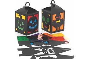 Baker Ross FE767 Halloween Lantern - Pack of 4, Paper Arts and Crafts for Kids, Stained Glass Kits for Children
