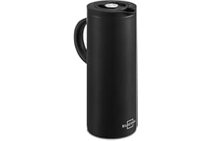 SILBERTHAL Caraffa termica caffe caldo Acciaio inox | Thermos caffè 1 litro | Brocca termica a doppia parete isolata | Caraffa termica nera | Termos per bevande calda