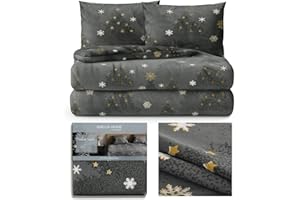 AmeliaHome Pościel Flanelowa 3 Częściowa 200x220 z 2 Poszewkami 80x80 Komplet Pościeli Bawełnianej Kwiatowy Wzór Beżowa Snuggy Golden Poppy