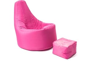 MaxiBean Large Beanbag Chair Indoor And Outdoor Garden Patio Lounger Living Room Gamer seat with matching Foot Stool, Water Resistant Material