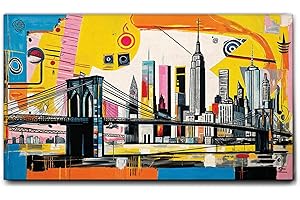 Giallobus - Quadro - 70 - Brooklyn Bridge - 02 - Tela Canvas Telaio Standard - 140x80 - Pronto da Appendere - Quadri Moderni per la casa