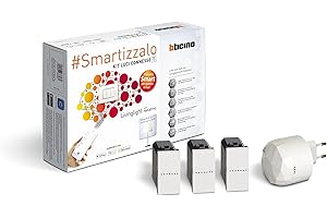 BTicino Kit Luci Connesse Livinglight Smart SN3601KIT, Per Accendere/Spegnere Luci Tramite App o con Alexa, Google e Siri, con 1 Gateway Plug-in Bianco S36GWDC e 3 Deviatori Bianchi Connessi N4003C