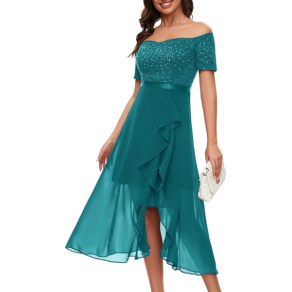 Berylove Avondjurk voor dames, lang, elegant, voor bruiloft, glitterjurk, feestelijke jurk met split, baljurk, XXL