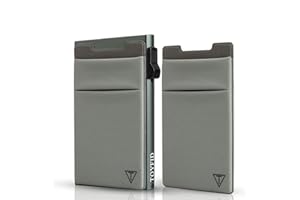 TOYFID Pop up Credit Card Wallet for Men-Metal Slim Minimalist Cards Holder with Money Pocket-RFID Blocking&Ultralight 6075 Aviation Aluminum Wallet-Automtic Card Case Wallet