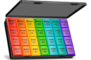 YAKLIM Pudełka na tabletki, 7 dni, 4 razy dziennie, tygodniowy organizer na tabletki, duży, codzienny organizer na tabletki, 7-dniowy, podróżny, z 28 kubkami, organizer na leki na witaminy (czarne, bardzo