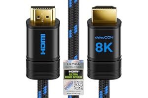 deleyCON 2m Kabel 8K HDMI 2.1b (48G, ULTRA Highspeed) z Certyfikatem, 8K@60Hz 4K@120Hz 2K@144Hz/165Hz EARC HDCP 2.3/2.2 - dla DTS:X Dynamiczny HDR Dolby Atmos TV PS5 Xbox Soundbar Monitor