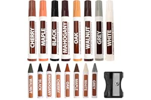 LINXIU Möbelmarker zum Ausbessern 17 Stück Holzmöbel Reparaturset Holzmarkerstift und Wachsstäbchen mit Spitzer für Flecken Kratzer Böden