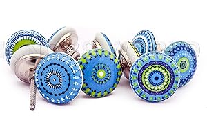 KNOBSWORLD 10 Keramik knäufe, gemischt, im Retro-Look, 10 Stück, Blumendesign, Griffe für Türen, Schränke, Schubladen