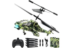 PATEMZON Apache RC Elicottero, 2.4GHz Militare Telecomandato RC, Aereo RC per Bambini e Adulti, 2 Batterie 24 Minuti, luci a LED, Altezza di Avviamento, Giocattolo per Bambini 8 a 12 (Verde militare)