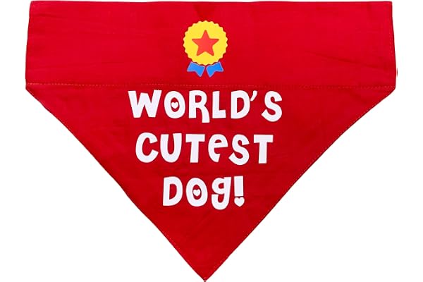 For The Fur Kids World's Cutest Dog Bandana: Easy to Wear, Comfortable, Fashionable Accessory for Pets (Free Size, Red)