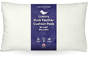 Linens Limited - Cushion Insert 30cm x 50cm, Soft and Plump Natural Duck Feather Sofa Cushion Pad, Elegant and Versatile, Easy to Clean, Small Square Cushion Inner, Perfectly Fits Covers (2 Pack)