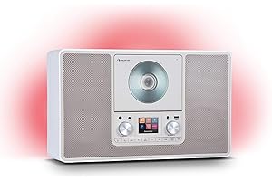 Auna Radio Portatile, Radio DAB con Bluetooth e Lettore CD, Radio FM/DAB/DAB+ Digitale, Sistema Stereo AUX, Display TFT, MP3 e Streaming, Radio Vintage in Legno da Parete con Retro Illuminazione LED