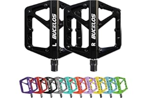 AEYINO MTB Pedals Flat Mountain Bike Pedals Road Bike Large Platform Nylon Non-Slip Pedal for Adult Bicycle Gravel Bike/Hybrid Bike 9/16"