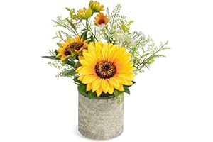 COCOBOO Maceta de Flores Artificiales de Girasol, decoración de Girasol, Flores Falsas Amarillas en macetas, para el hogar, baño, Cocina