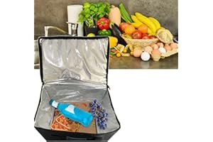 KISBEIBI Isolierte Pizza-Lebensmittel-Liefertasche, große Thermotasche, für Speisen, Transport, Picknick-Tasche, Schwarz, Größe: 28 l