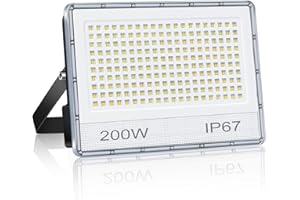 ANNIFUNLY Spot LED Extérieur 200W 20000LM, Puissant Projecteur Exterieur LED, 7000K Blanc Froid Extérieur Lampe, IP67 Etanche Projecteur LED Pour Jardin, Garage, Entrée, Terrasse