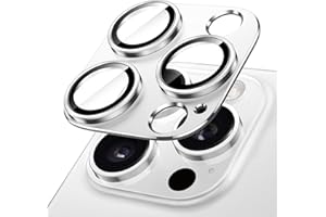 ‎JETECH JETech Osłona Obiektywu Aparatu dla iPhone 16 Pro 6,3 Cala i iPhone 16 Pro Max 6,9 Cala, Pełna Pokrycie 9H Szkło Hartowane Osłona Pierścienia, Matowe Metalowa Płytka, 1 Sztuki (Srebrny)